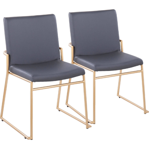 Dutchess Dining Chair in Gold Steel & Grey Leatherette (Set of 2)